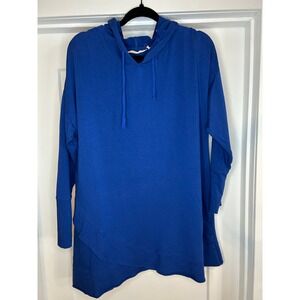 Soft Surroundings Royal Blue Asymmetrical Hem Hoodie Tunic Womens 1X